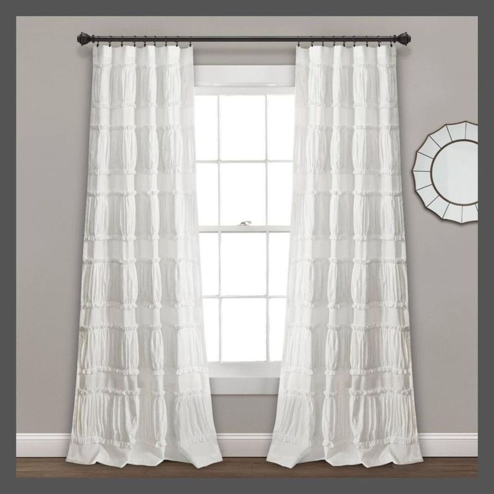 Lush Decor - Set of 2 (95"x42") Nova Ruffle Light Filtering Win White